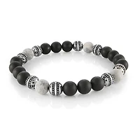 Grey Black and Steel Beads Bracelet