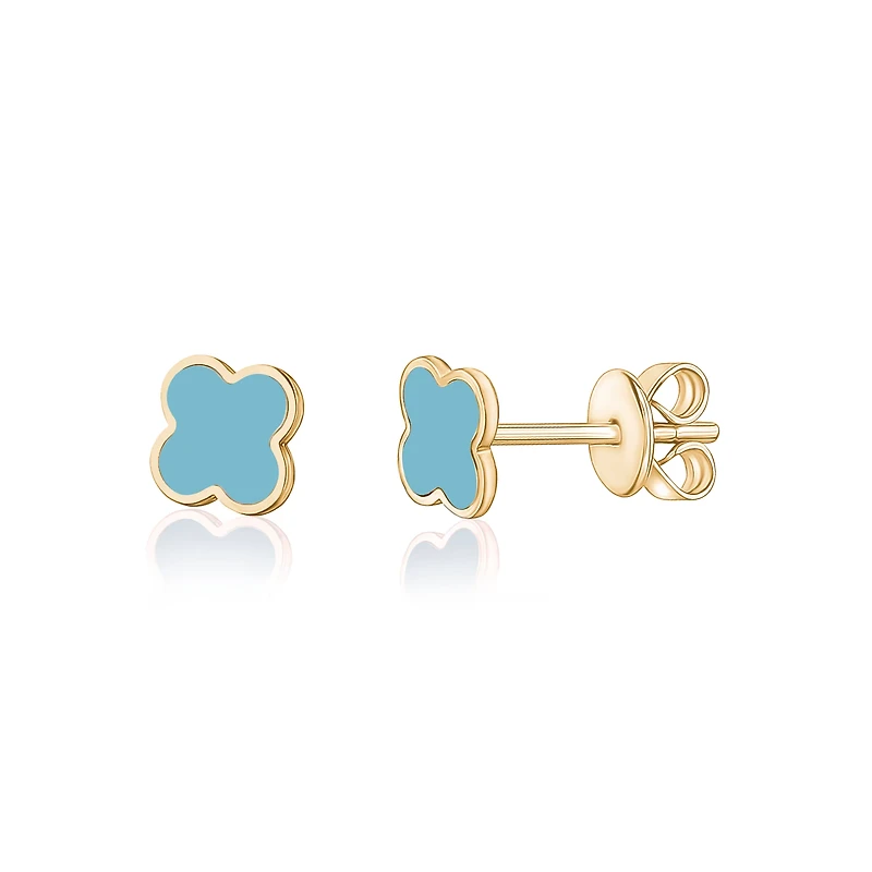 Clover Inlay Turquoise Stud Earrings
