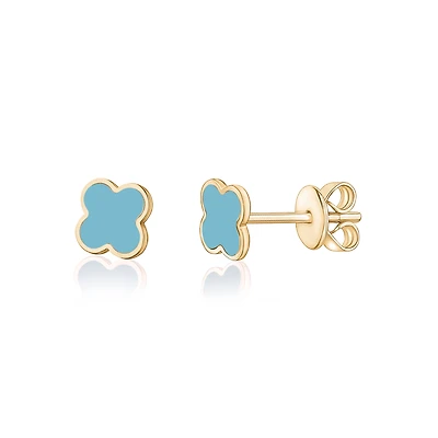 Clover Inlay Turquoise Stud Earrings
