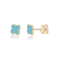 Clover Inlay Turquoise Stud Earrings