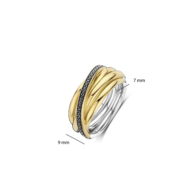 Black Crossover Wide Ring