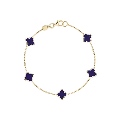 Clover Inlay Blue Lapis Bracelet