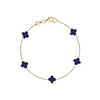Clover Inlay Blue Lapis Bracelet