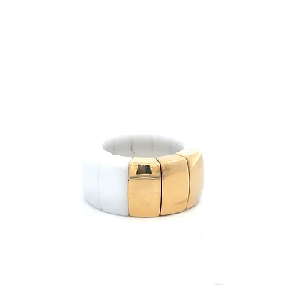 Aura White Ceramic and Yellow Gold Ring (Size 6)