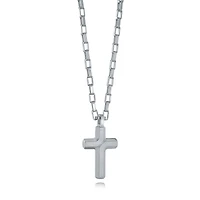 Mini Brushed Cross Steel Necklace