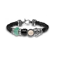 Jade and Onyx Leather Bracelet