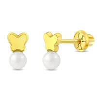 Butterfly Sitting on Pearl Kids Earrings