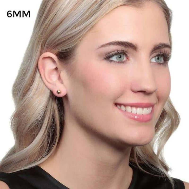 Half Ball Yellow Gold Stud Earrings