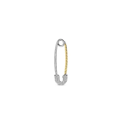 Safety Pin Two Tone Brooch