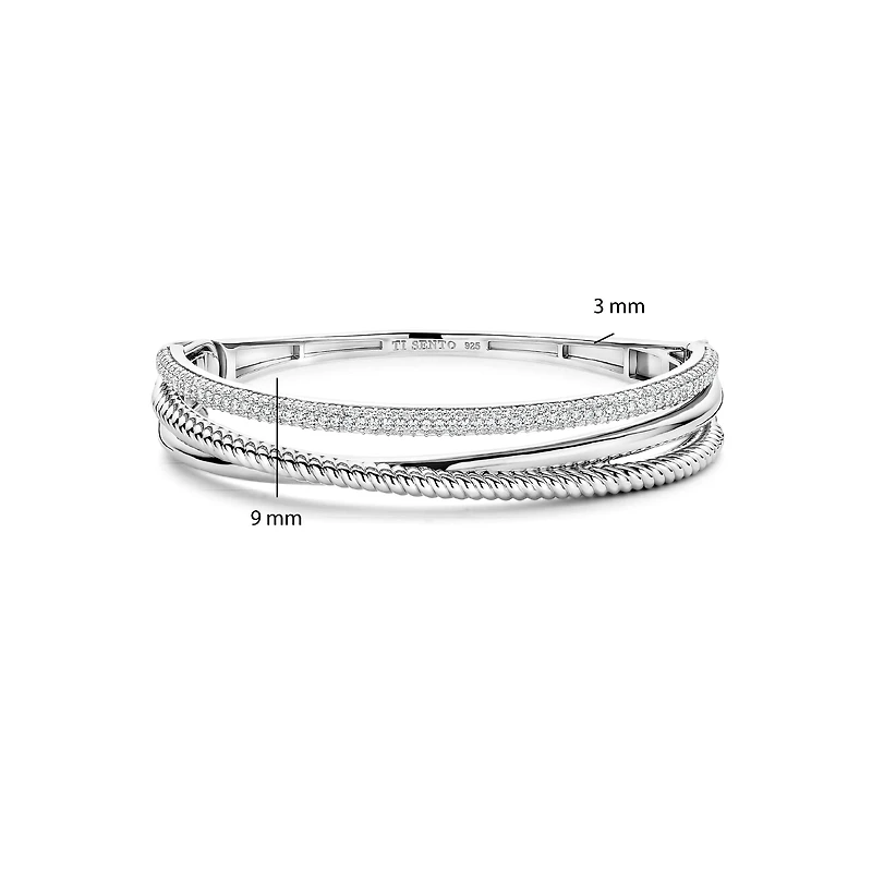 Crossover Trilogy Silver Bangle Bracelet