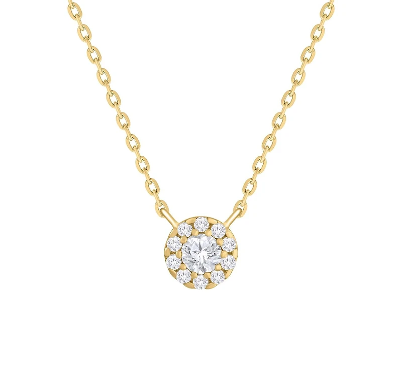 Diamond Solitaire with Halo Necklace