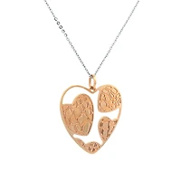 Multiple Hearts Textured Pendant Necklace