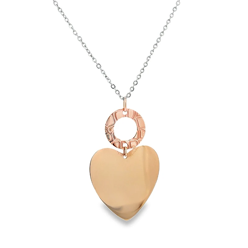 Open Circle and Heart Pendant Necklace