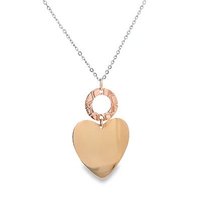 Open Circle and Heart Pendant Necklace