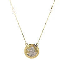 Guardian Angel Two Tone Pearl Necklace 14K