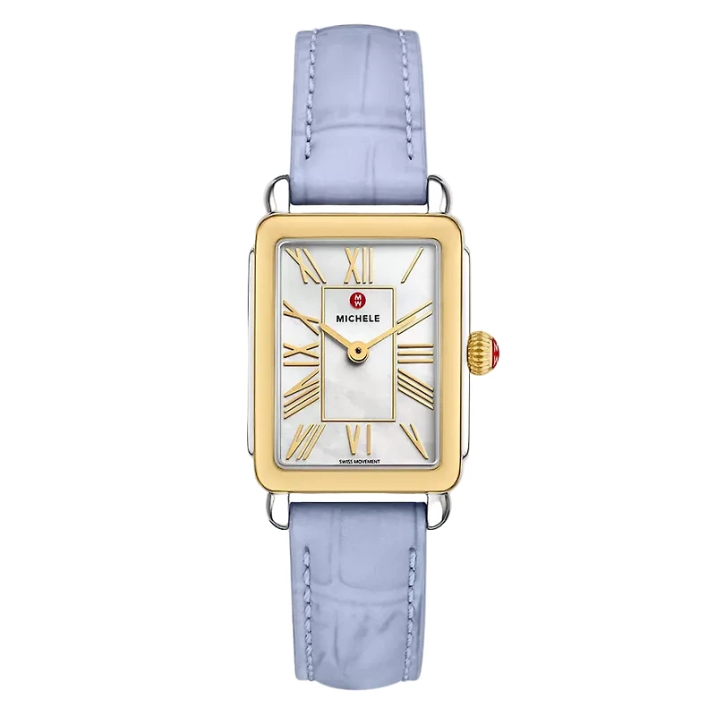Deco Park Two-Tone 18K Gold-Plated Watch with Blue Leather Strap