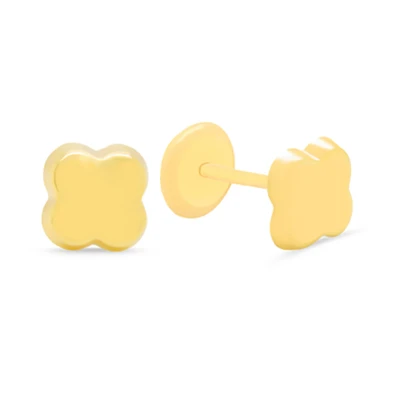 Polished Four Petal Flower Stud Earrings