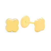 Polished Four Petal Flower Stud Earrings