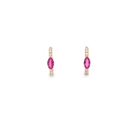 Yellow Gold Hoop Earrings with Diamonds and Rubies