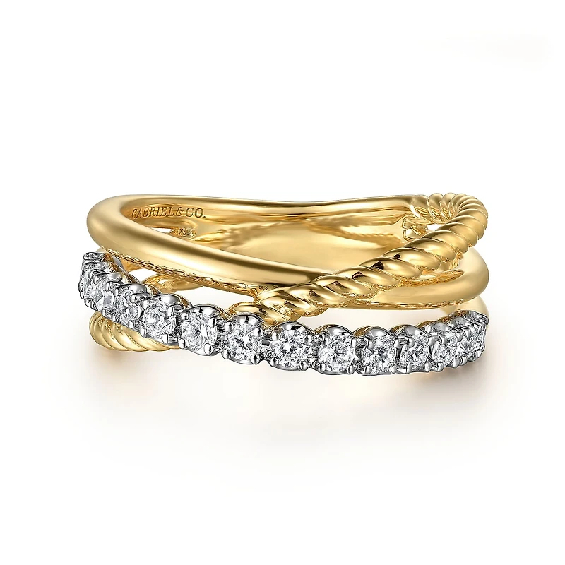Textures Crossover Diamond Ring