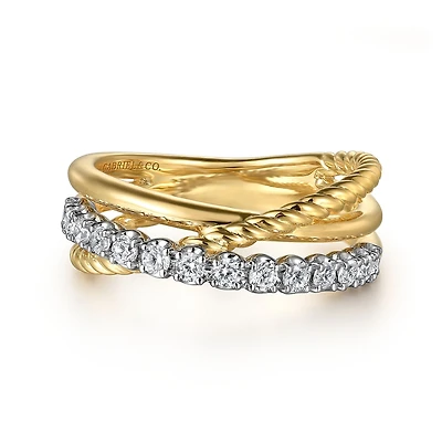 Textures Crossover Diamond Ring