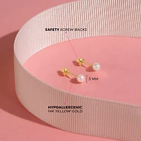 Kids 18K 3MM Pearl Stud Earrings