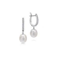 Pearl Drop Diamond Earrings 14K