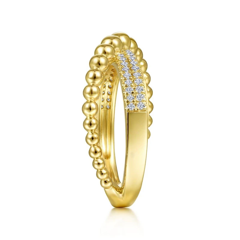 Gradient Bead Crossover Diamond Ring