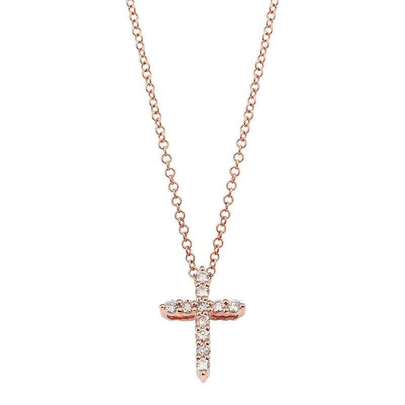 .14ct Diamond Cross Rose Gold Necklace