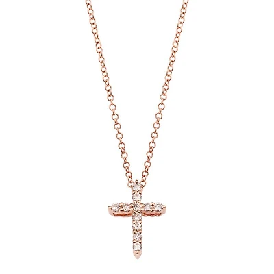 .14ct Diamond Cross Rose Gold Necklace