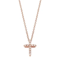 .14ct Diamond Cross Rose Gold Necklace