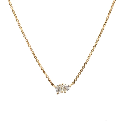 Toi et Moi Heart Emerald Diamond Necklace