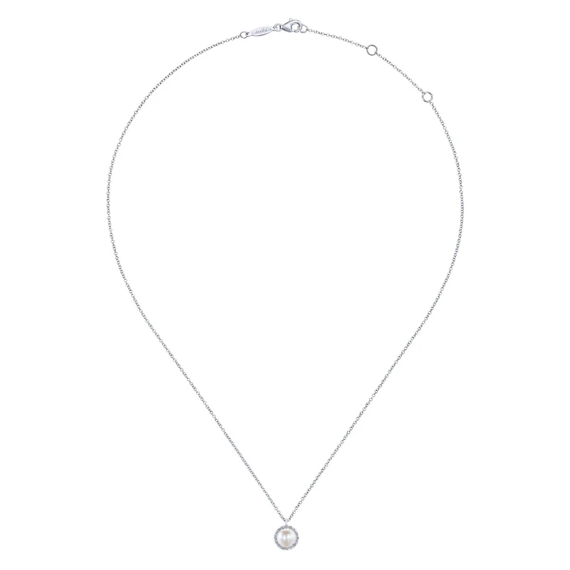 Pearl Diamond Halo Necklace