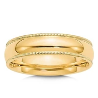 6mm Milgrain Wedding Band 14KY