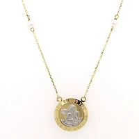 Guardian Angel Two Tone Pearl Necklace 14K
