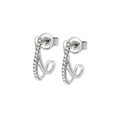Gold Crossover Diamond Earrings