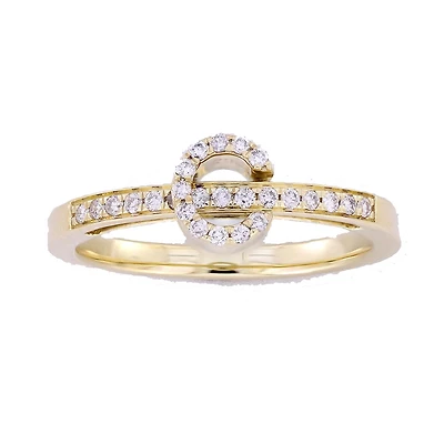 Sliding Initial Ring White 18K