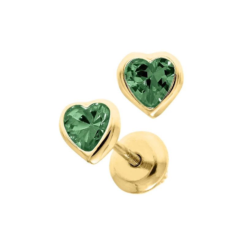 Birthstone Heart Kids Stud Earrings