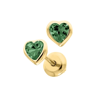 Birthstone Heart Kids Stud Earrings