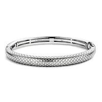 Snake Print Wide Silver Bangle Bracelet