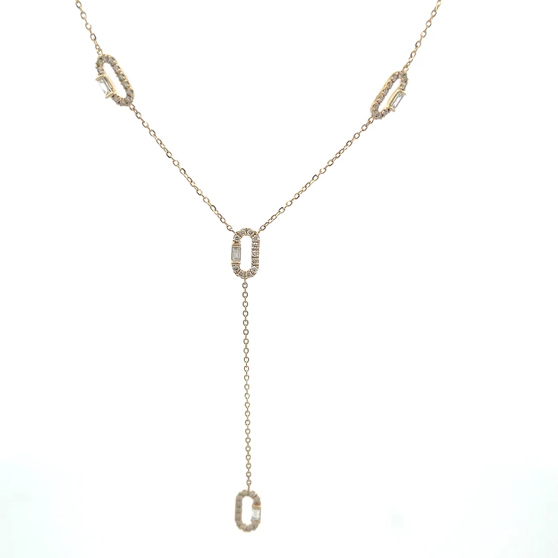Oval Diamonds Lariat Necklace