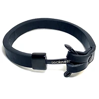 Black Anchor Leather Bracelet