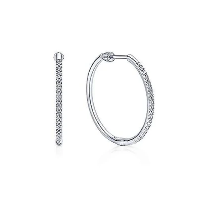 25MM Diamond White Gold Hoop Earrings