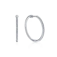 25MM Diamond White Gold Hoop Earrings