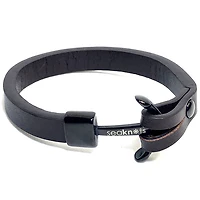 Black Anchor Leather Bracelet