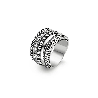 Pretty Patterns Silver Wide Ring