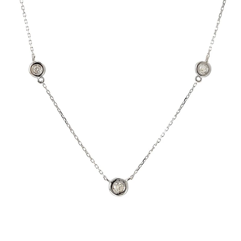 Bezel Set Diamond White Necklace