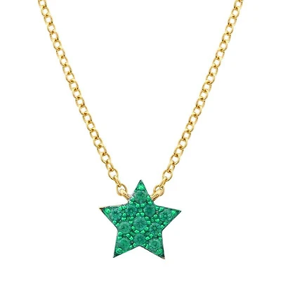 Green Tsavolite Star Necklace 14K