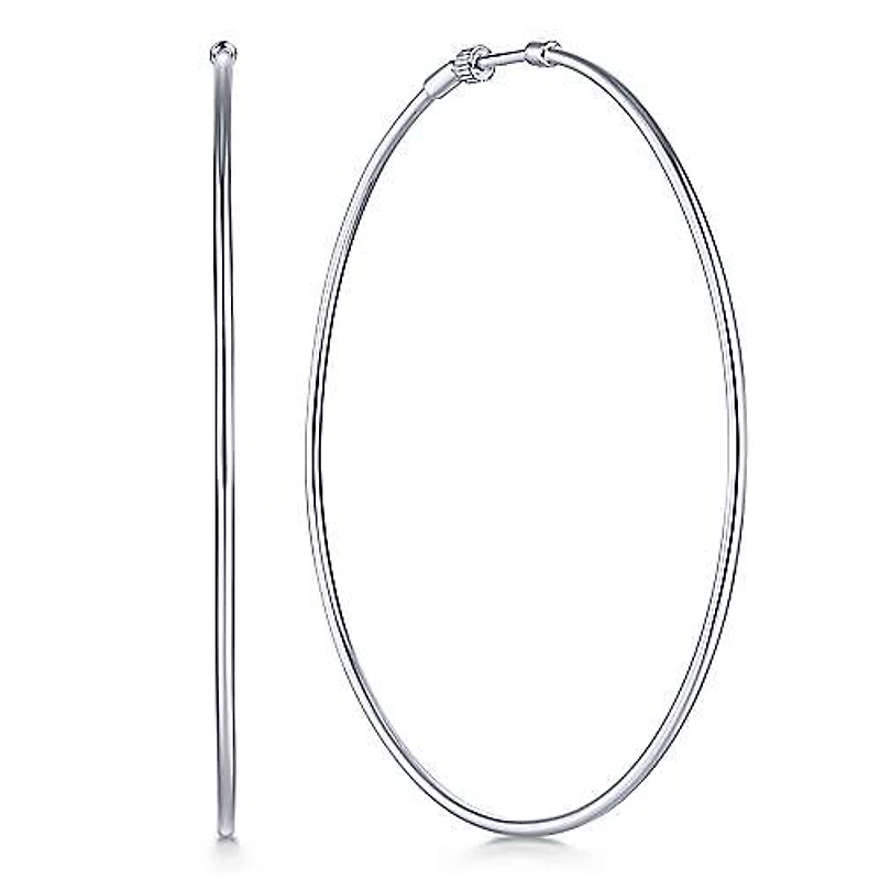 70mm White Gold Hoop Earrings