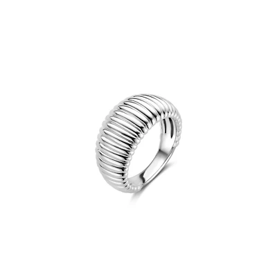 Ribbed Wide Silver Ring
